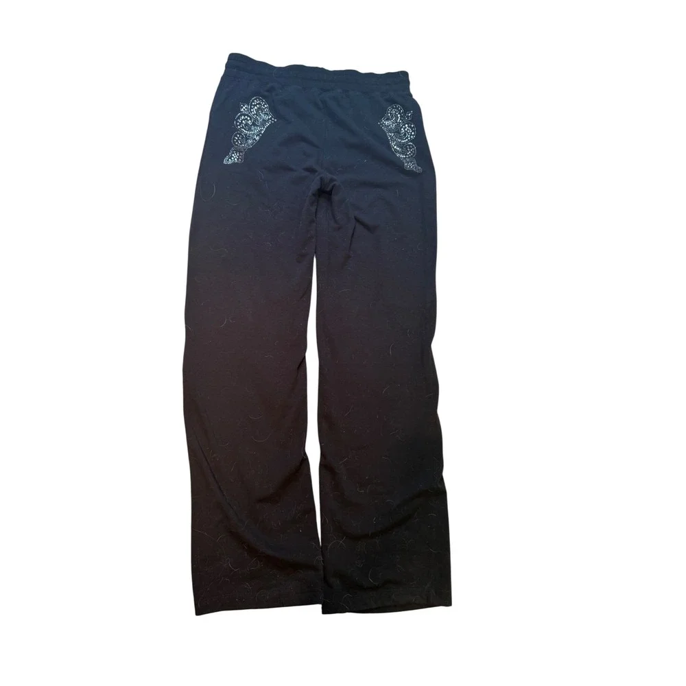 BCBGMAXAZRIA Black Rhinestone Tracksuit Set Jacket Pants Women's XL - Picture 5 of 14